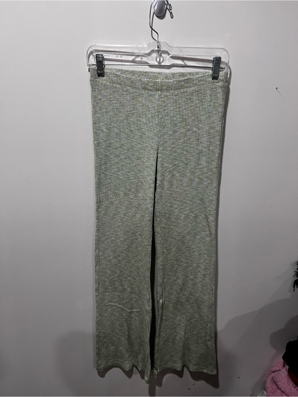 aerie Girls Ribbed Wide-Leg Leggings in Sage Green